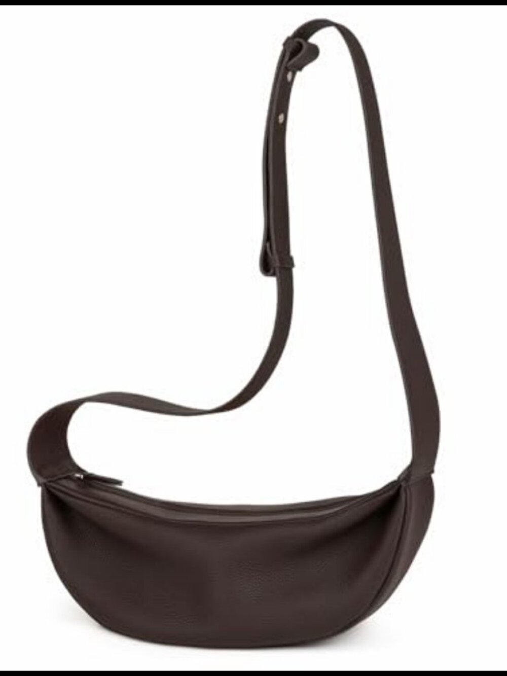 Genuine Leather Crescent Hobo Sling Crossbody Bag Wide Strap